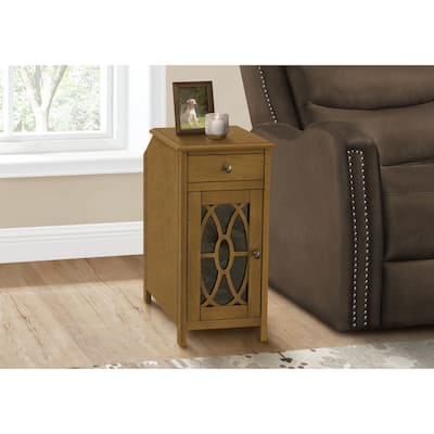 Monarch Specialties- Accent Table, Side Table, End, Narrow, Nightstand, Bedroom, Storage Drawer, Lamp, Brown Veneer, Traditional