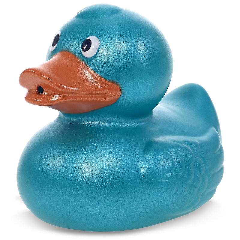 DolliBu Metallic Blue Duck Bath Buddy Squirter For Toddlers - 2.7Lx2.2Wx2.3H inches
