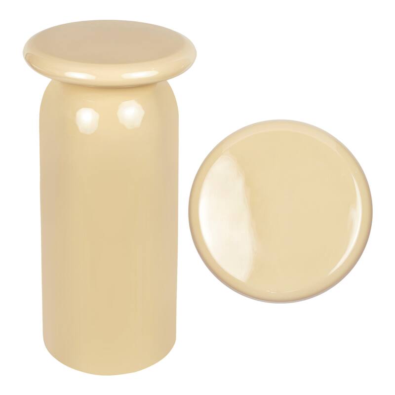 JONATHAN Y Oliver 22.75" Metal Sleek Cylinder Drink Table - Almond