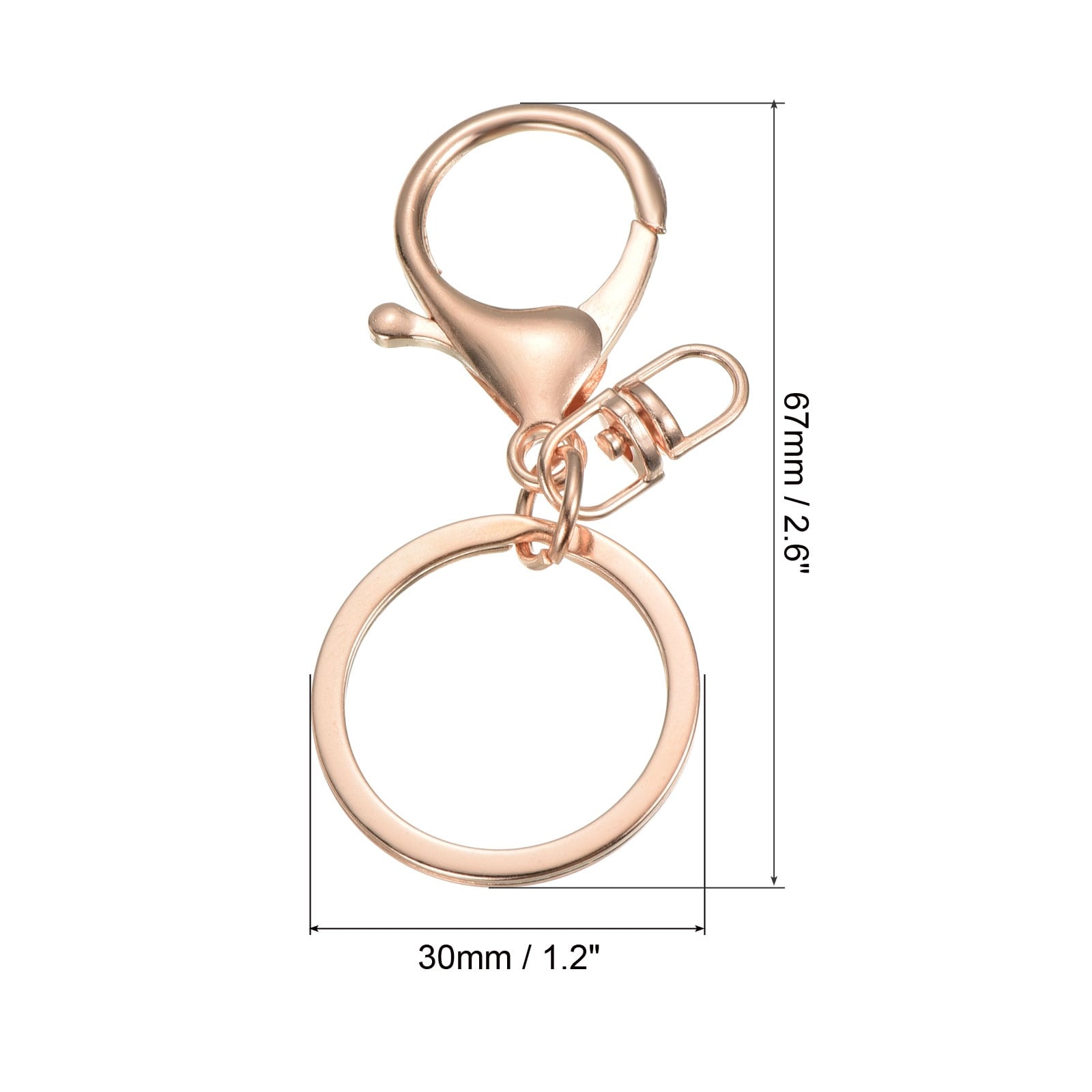 10pcs Key Chain for Keys, Lobster Claw Clasps Keychain Holder, Rose Gold