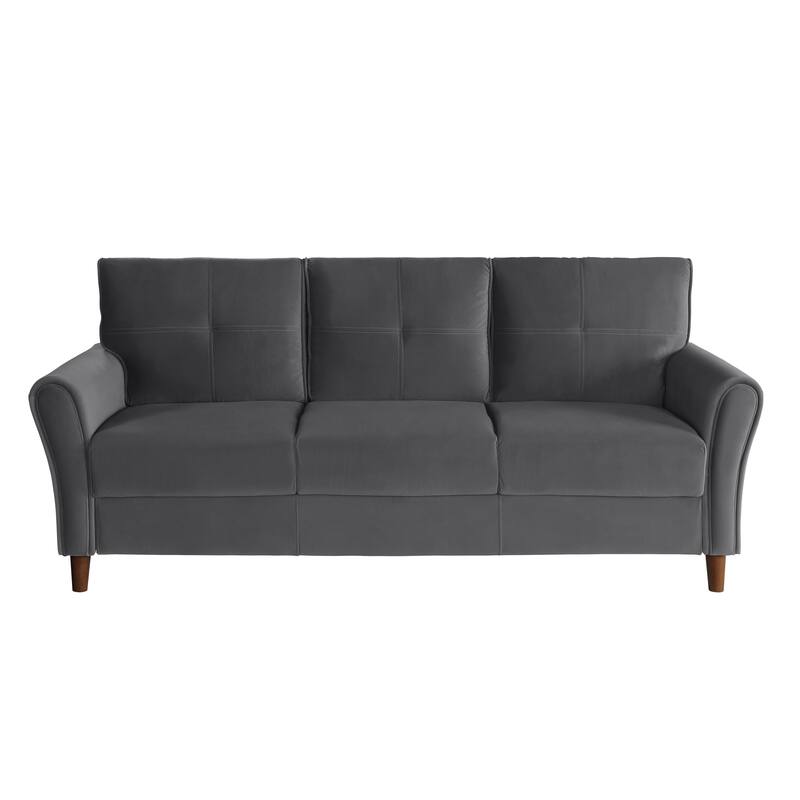 Velvet Upholstery Plush Tufted Sofa with Flared Arms, Solid Wood Frame - 1pc 80" Modern Living Room Couch