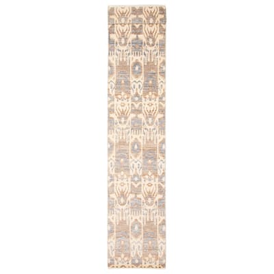 ECARPETGALLERY Hand-knotted Mystique Cream Wool Rug - 2'8 x 18'11
