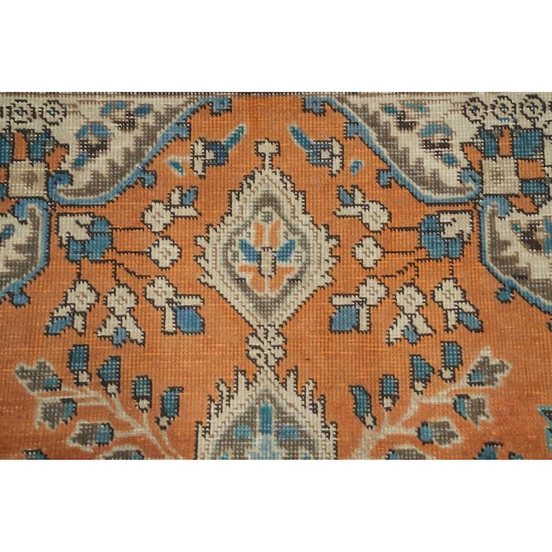 Hand Knotted Oriental 100% Wool Carpet Traditional Floral Oranges & Rust Tabriz Area Rug - 4' 11'' X 3' 3''