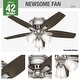 preview thumbnail 17 of 19, Hunter 42" Newsome Flush Mount Ceiling Fan w/ 3-Light LED Light Kit and Pull Chain - Transitional, Casual - Low Profile!
