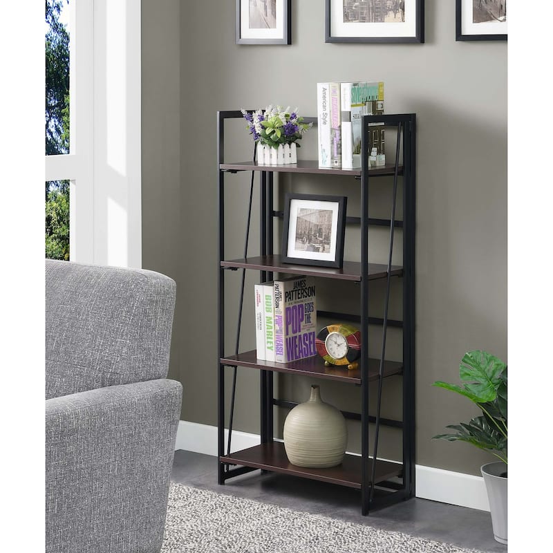 Convenience Concepts Xtra Folding 4 Tier Bookshelf - Espresso/Black
