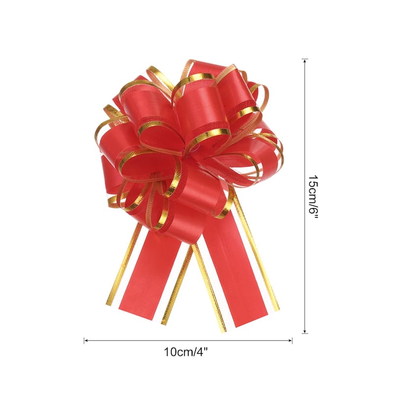 5pcs Large Big Pull Bow Gift Wrapping Bows Ribbon for Christmas - Red - 4 Inch
