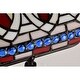 preview thumbnail 14 of 15, 12-inch Stained Glass Desk Lamp with Blue Gemstones