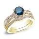 preview thumbnail 9 of 7, Auriya 14k Gold 3/4ctw Twisted Round Blue Diamond Engagement Ring Set Yellow - 10