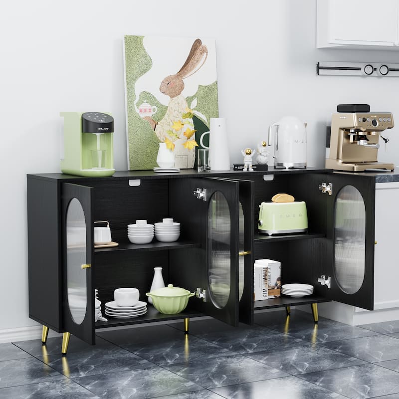 GDFStudio - Metro Modern Storage Accent Sideboard Cabinet with Acrylic Doors and Metal Legs