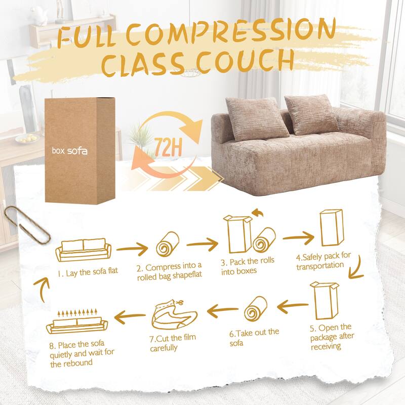 Chenille Loveseat Sofa, Minimalist Modular Sleeper for Living RoomS