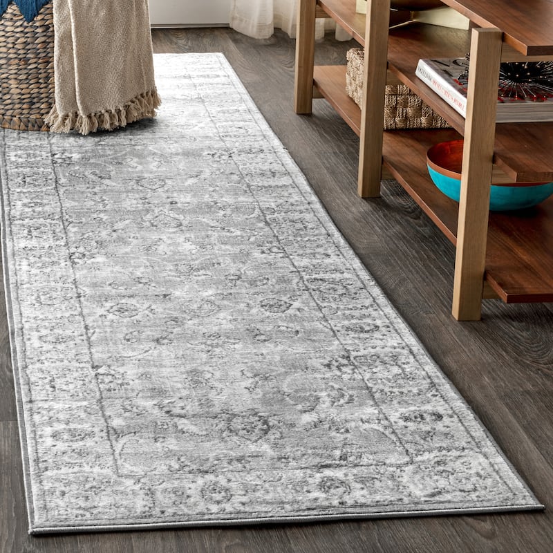 JONATHAN Y Traditional Persian Vintage Area Rug - 2 X 8 - Light Grey