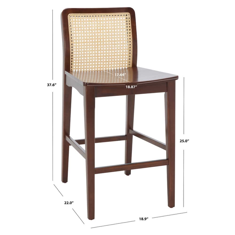 SAFAVIEH Home Benicio 25-inch Rattan Counter Stool [SET of 2] - 19Wx22Dx38H