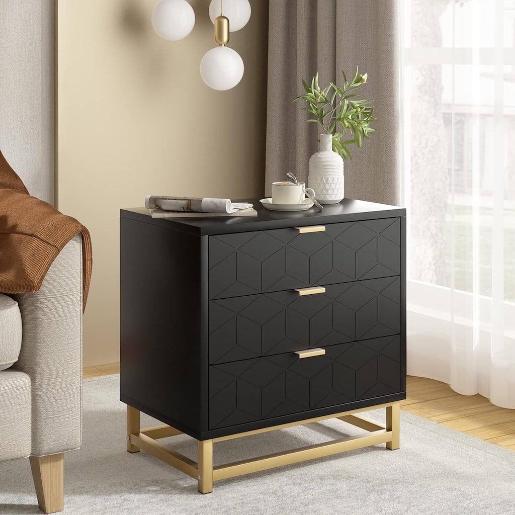 Modern 3 Drawer Dresser Nightstand for Closet, Bedroom