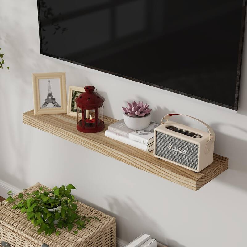 Floating Shelves, 8 Inch Deep Modern Solid Wood Wall Shelves