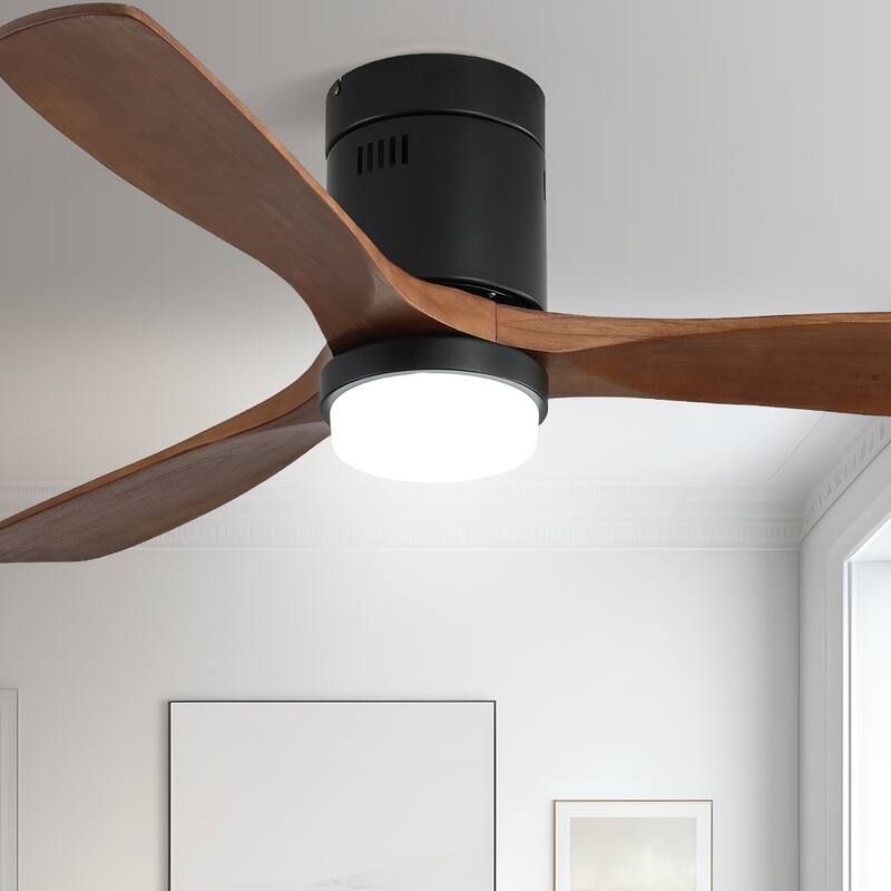 52" 3-Blades Low Profile Ceiling Fan with Remote,Reversible DC Motor - With Light Integrated