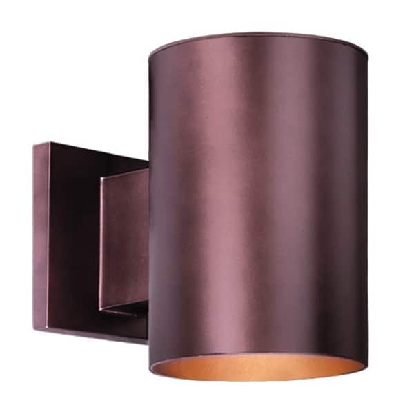 slide 2 of 9, VAXCEL Chiasso 7.25 in. H 1-Light Bronze Outdoor Wall Sconce, Rust-Resistant Aluminum, Metal Shade, Dark Sky Compliant Bronze - 5-in W x 7.25-in H x 8-in D