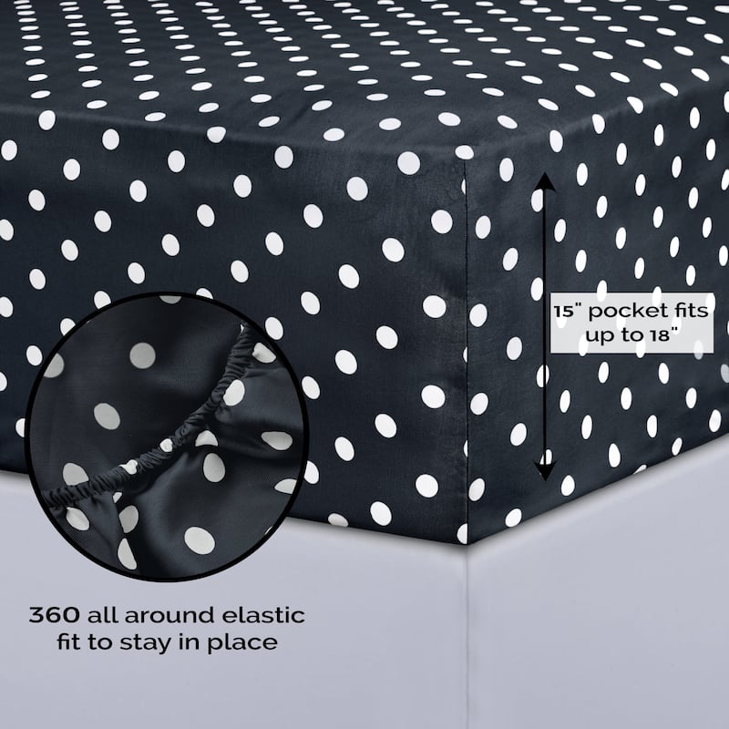 Superior Thread Count 600TC Cotton Blend Polka Dot Bed Sheet Set