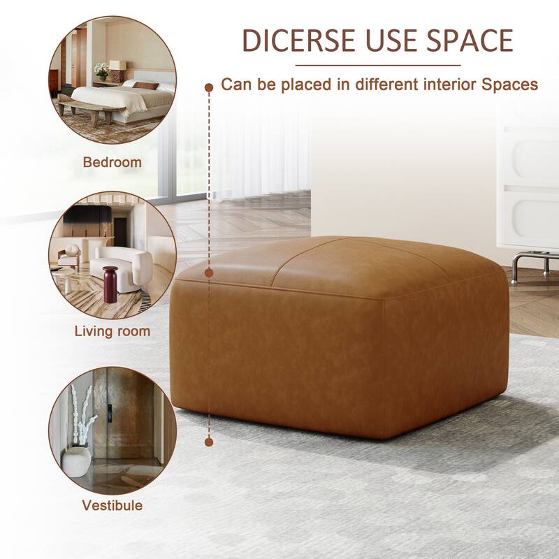 Elliot 22"/ 35"/ 43" W Modern Rectangular Genuine Leather Ottoman