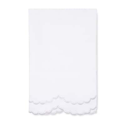 Percale Double Scalloped Embroidered Pillowcase and Sham Cover Set
