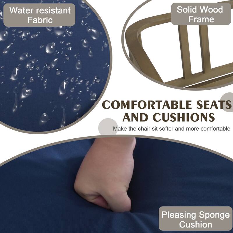 Outdoor Teak Wood Loveseat Sofa with Water-Resistant Cushions