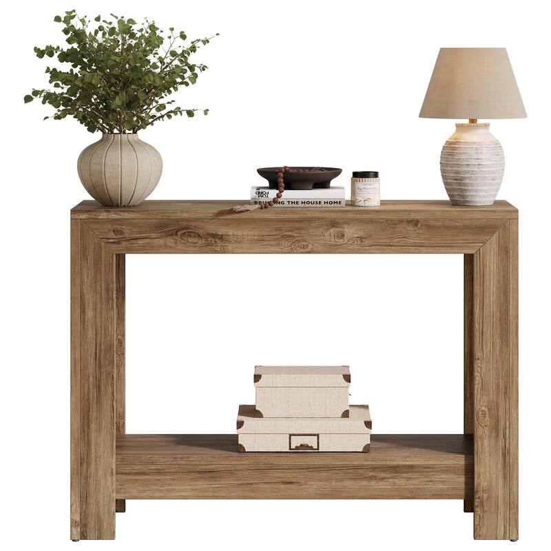 41.34-inch Rectangle Wood Console Table Simple Geometric Entryway Accent Table