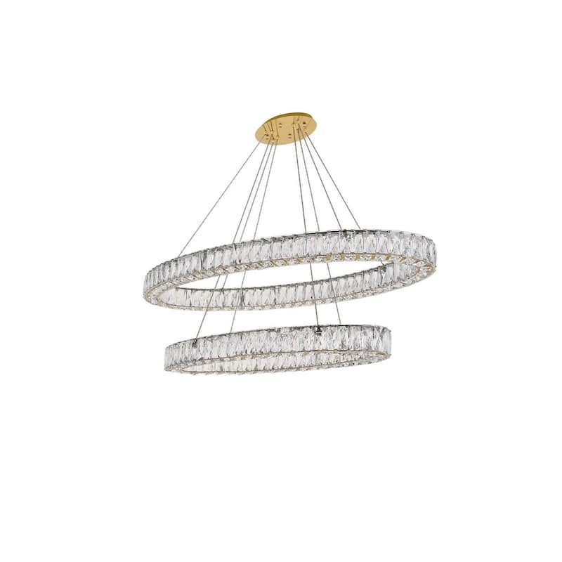 Madelyn Integrated LED light Chrome Chandelier Clear Royal Cut Crystal - 48"W X 11.8"H