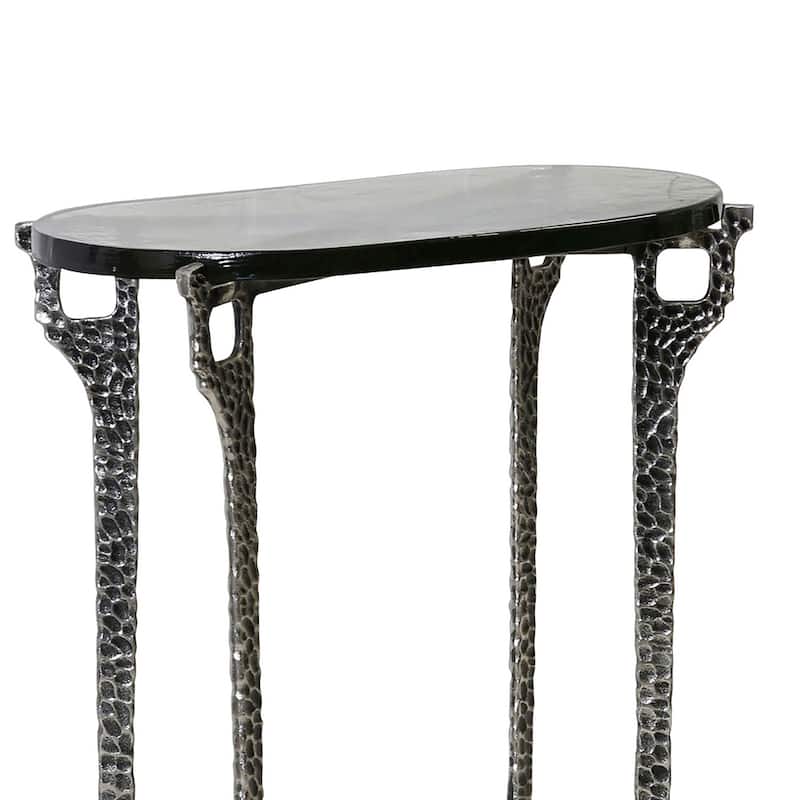 StyleCraft Ripple Oval Nesting Accent Table - Silver & Smoke - Set of 2