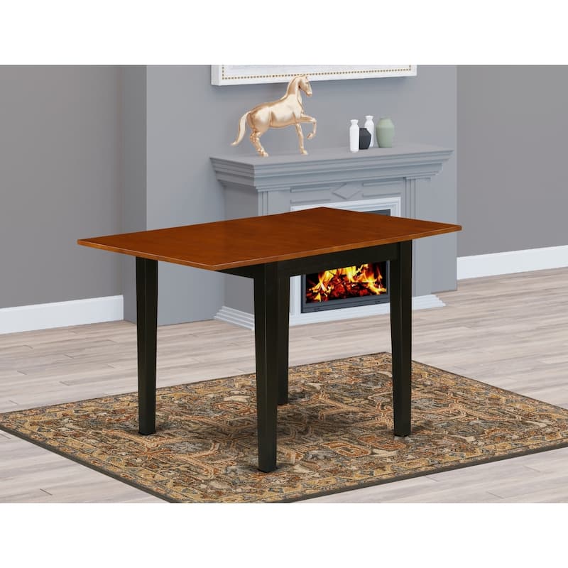 Rectangular Dining Table with Drop Leaves - 30" x 48" - Black Cherry Finish - Kitchen Table - 54