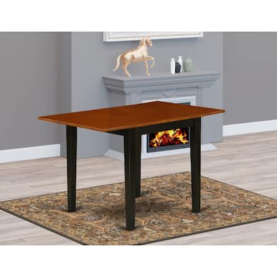 Rectangular Dining Table with Drop Leaves - 30" x 48" - Black Cherry Finish - Kitchen Table - 54