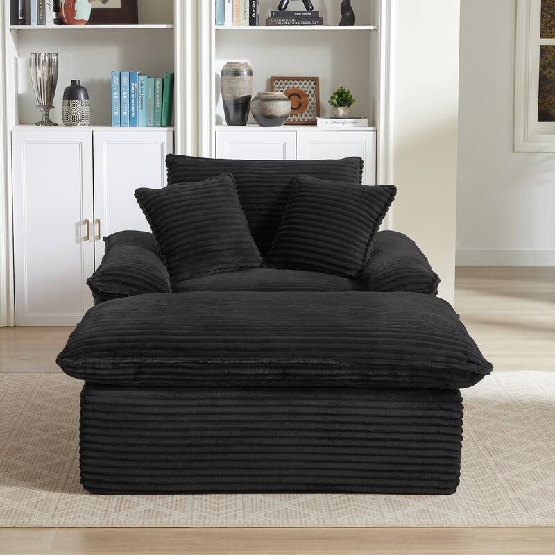 51.97" Modern Comfortable Cushioned Compression Single Sofa with Footrest
