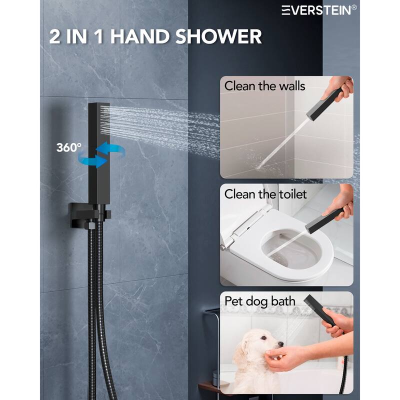 Shower Faucet System 28"*16" Ceiling Mount Shower Head with 4 Spray Mode Body Jets Handheld Spray LUXURY LED