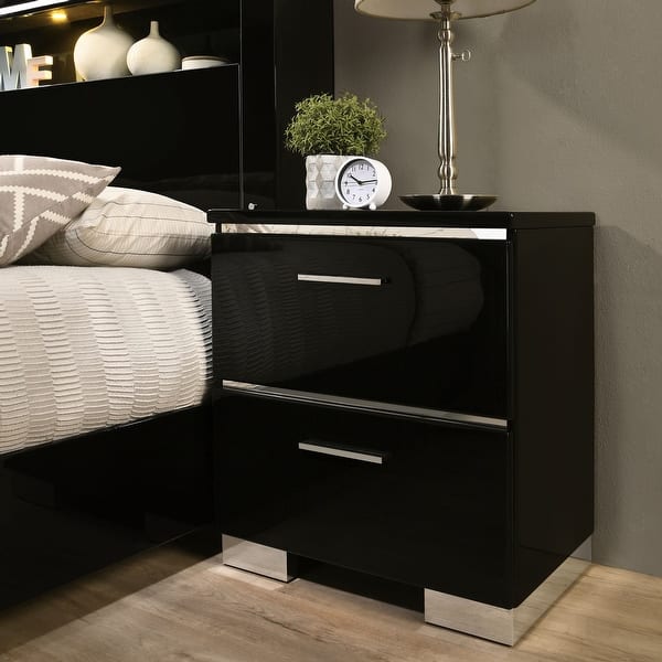 Shop Furniture Of America Lofa Contemporary Black Solid Wood Nightstand On Sale Overstock 30977994