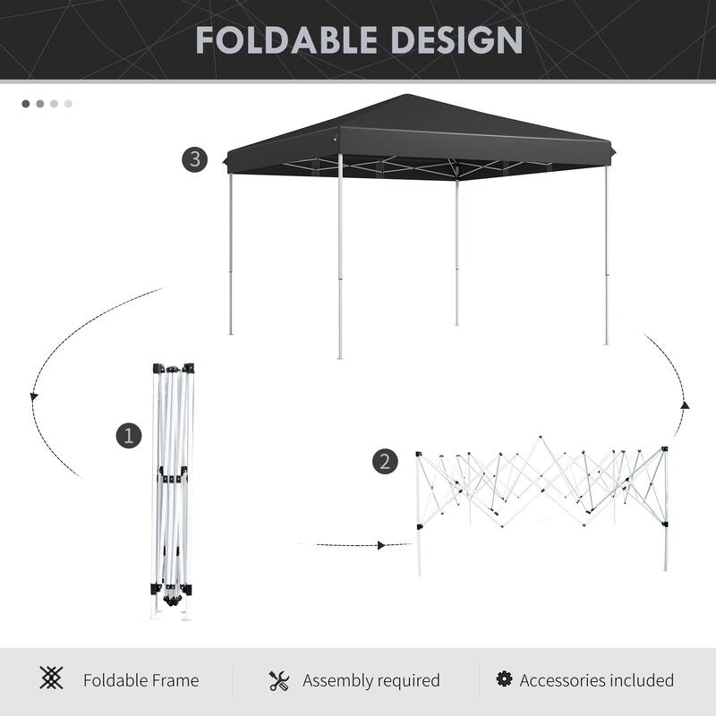 Outsunny 13' x 13' Pop Up Canopy Tent, Instant Sun Shelter, Tents for Parties, Height Adjustable, with Wheeled Carry Bag for