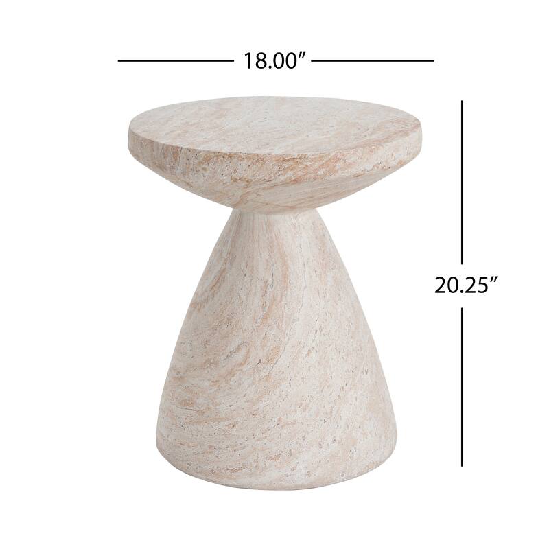 Outdoor Indoor Lightweight Concrete Side Table, Travertine Finish - 22.97