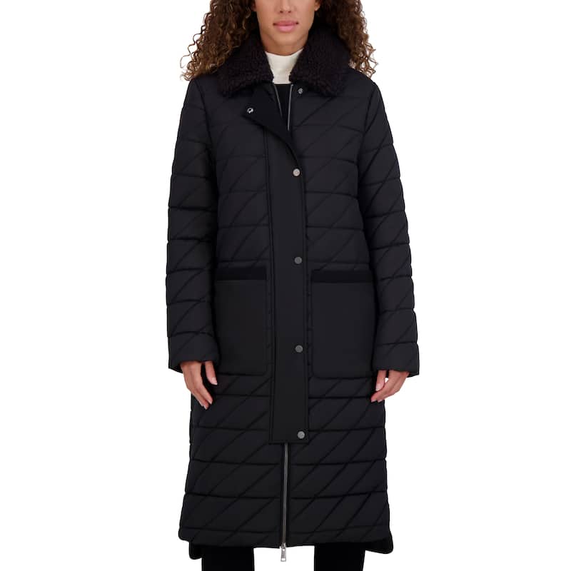 Andrew Marc Maxine Long Quilted Coat - Black - L