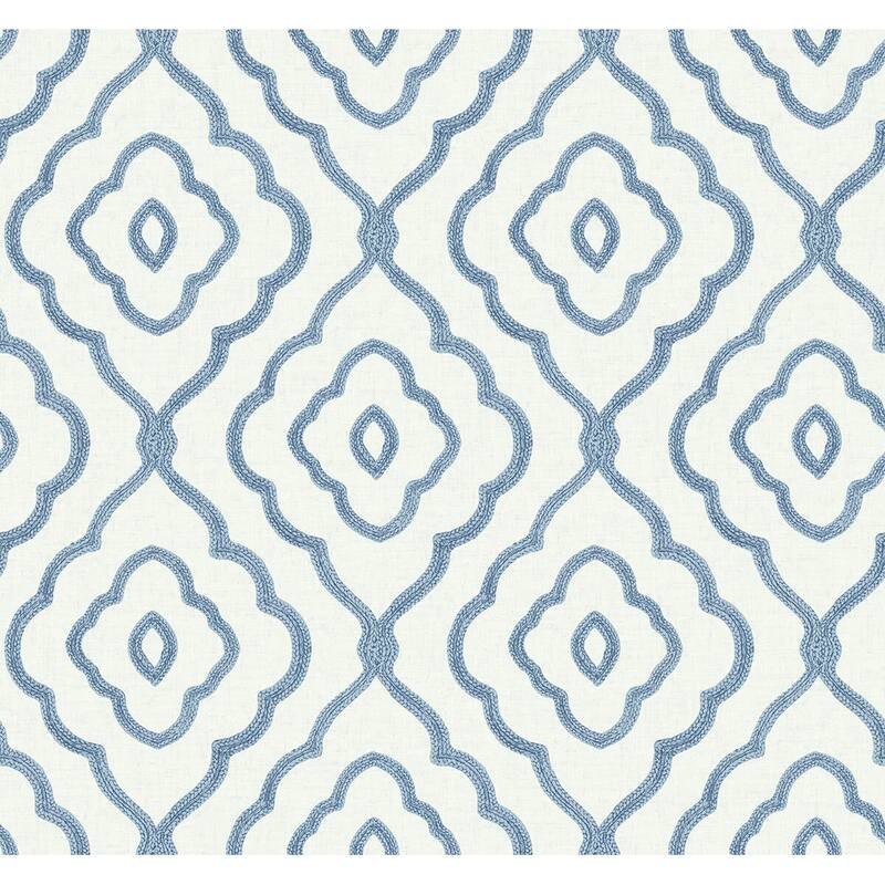 Seabrook Designs Seaside Ogee Unpasted Wallpaper - 27 in. W x 27 ft. L - Blue Oasis