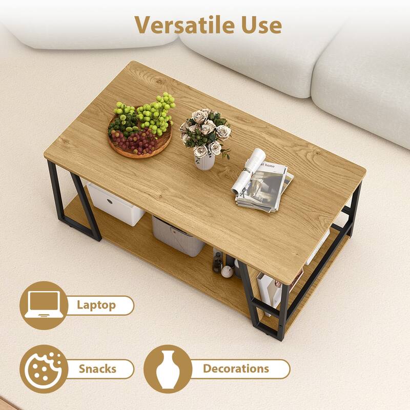 Gymax 40'' Coffee Table & 2-Tier Modern Farmhouse Center Table