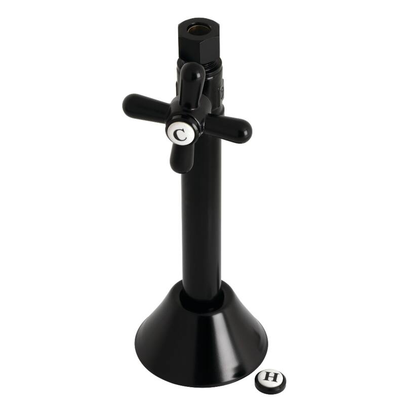 Kingston Brass Vintage 1/2-Inch Sweat x 3/8-Inch O.D. Comp Straight Shut-Off Valve with 5-Inch Extension - Matte Black