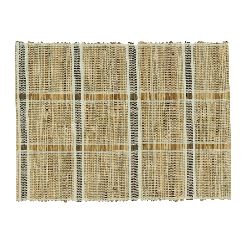 Water Hyacinth Table Mats with Stripe Design (Set of 4) - 14"x20"