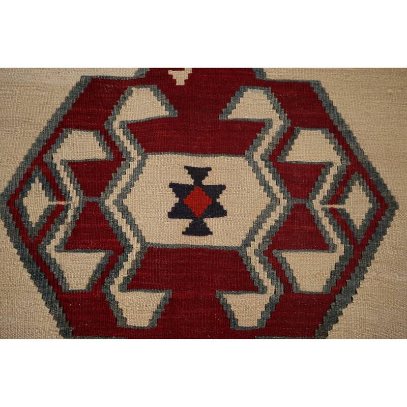 Nomadic Kilim Persian Vintage Area Rug Hand-Woven Wool Carpet - 4'2"x 7'11"