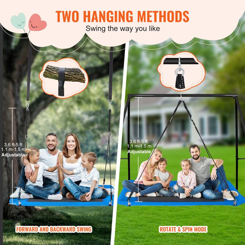 Platform Swing, 60 Inch Platform Tree Swing for Kids and Adults - 60" x 32"