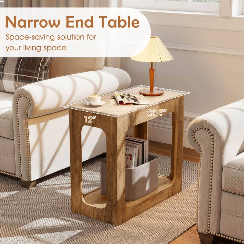 Costway 1/2 PCS 2-Tier End Table with Storage Shelf Hollow-out Design