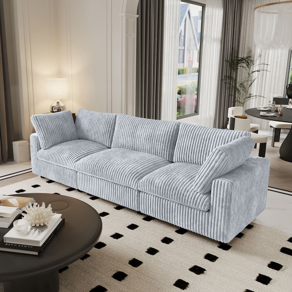 118" Modular Sectional Sofa, Oversized 3 Seater Sofa Couch with 5 Pillows, Cushion Covers Removable