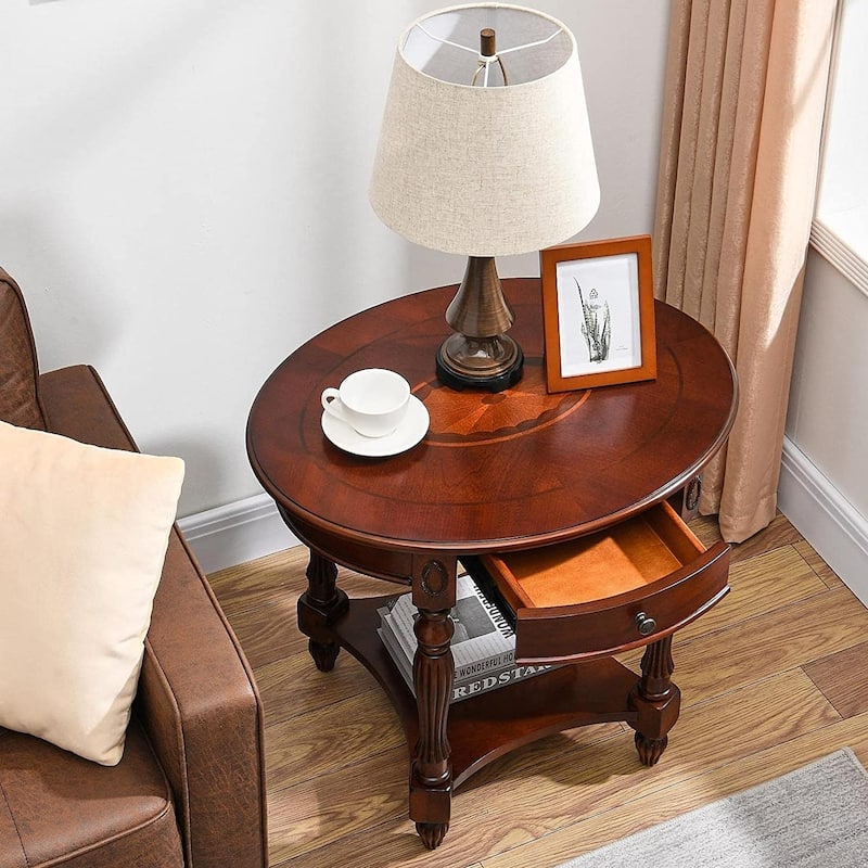 Solid Wood Coffee Table Console Table with Storage Drawer