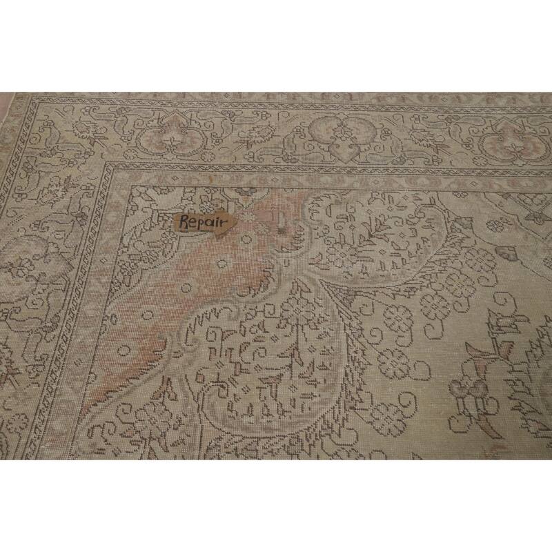 Medallion Tabriz Persian Vintage Area Rug Handmade Wool Carpet - 9'8"x 12'6"