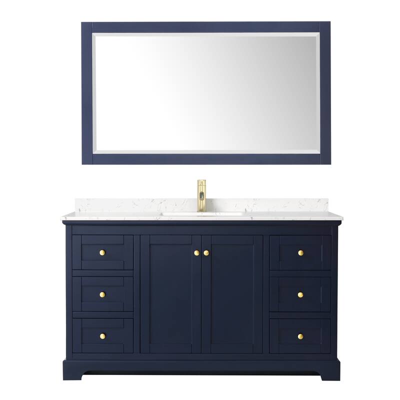 Avery 60 Inch Single Vanity, Cultured Marble Top, 58 Inch Mirror