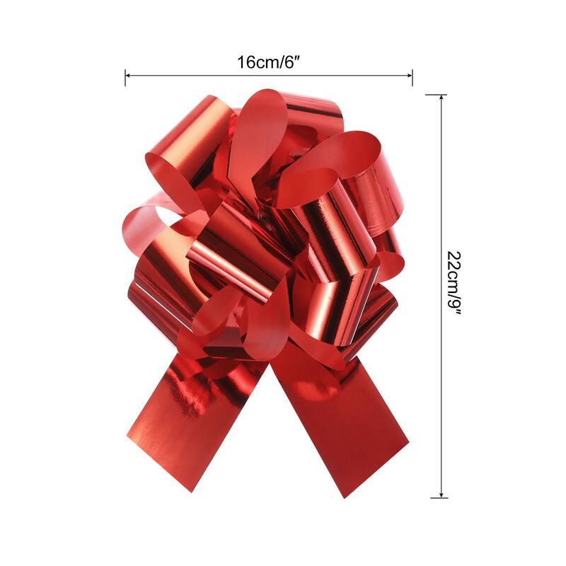 10pcs Metallic Large Big Pull Bow Gift Wrapping Bows Ribbon for Decor - Red - 6 inch
