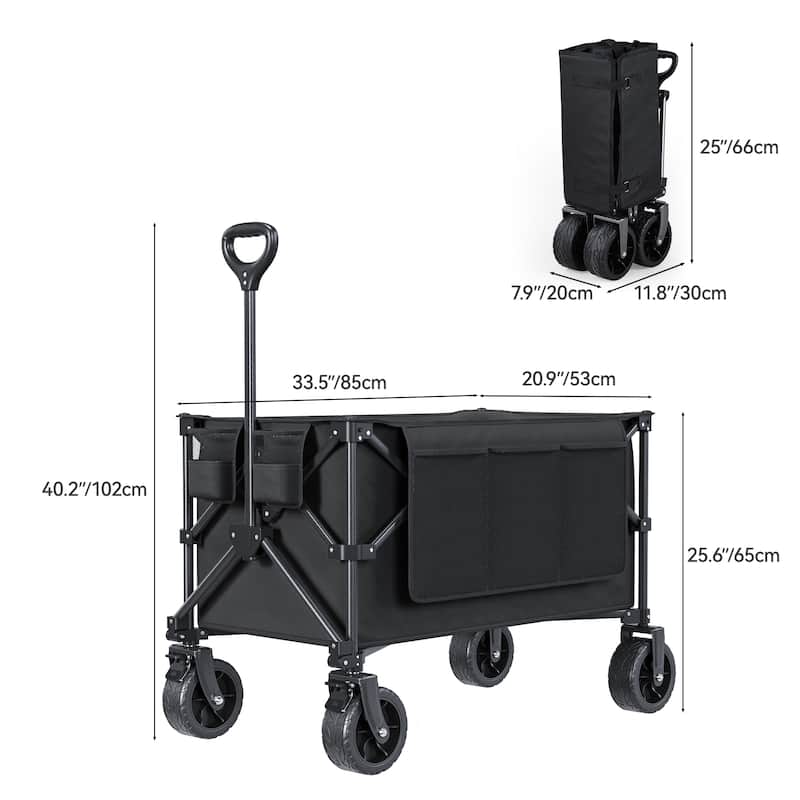 Collapsible Foldable Beach Wagon Cart Utility Cart with All Terrain Wheels - 33.5"