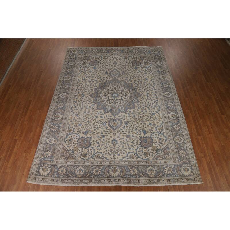 Medallion Tabriz Persian Area Rug Handmade Floral Wool Carpet - 9'5"x 12'10"