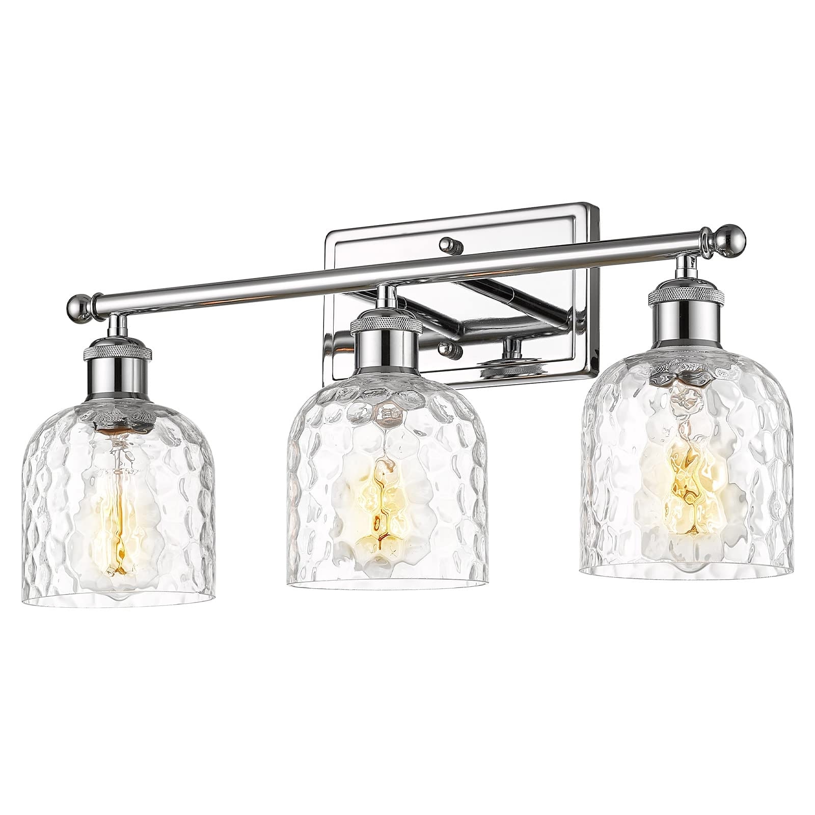 Farmhouse Vanity Light with Hammered Glass Lampshade
